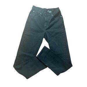 Women Sz 2 Calvin Klein Black Straight Leg Jeans Thick All Cotton Minimalist EUC